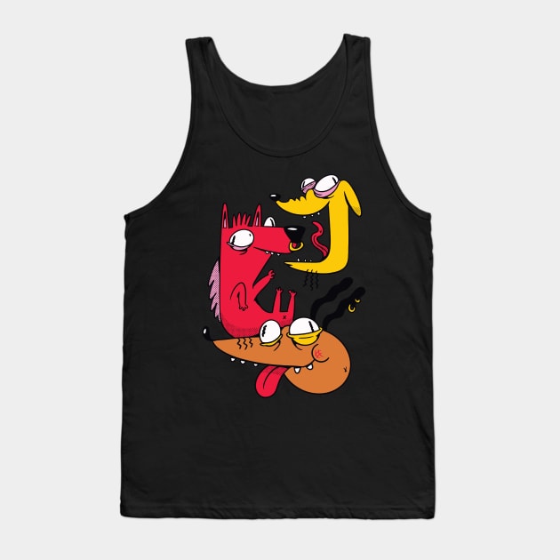 Three Crazy Dogs Tank Top by Imaginariux